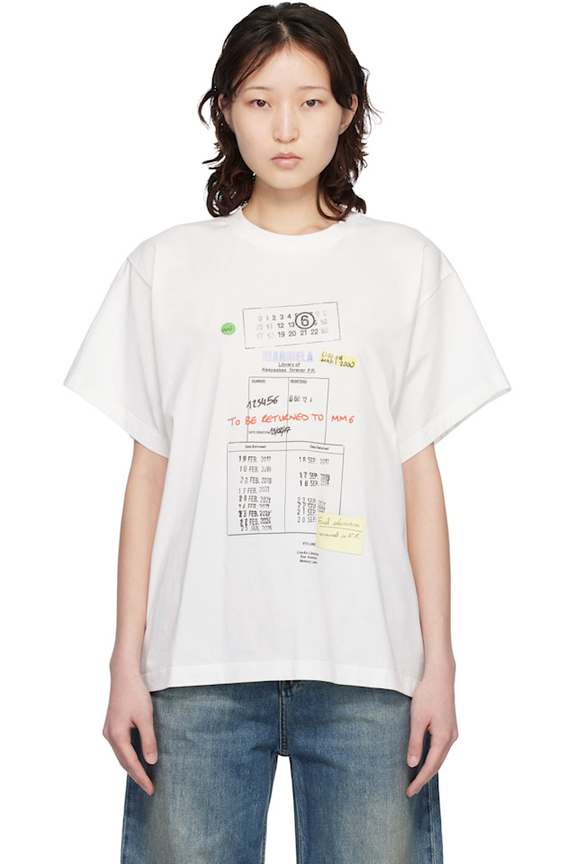 

Mm6 Maison Margiela Футболка Off-White с библиотечной маркой