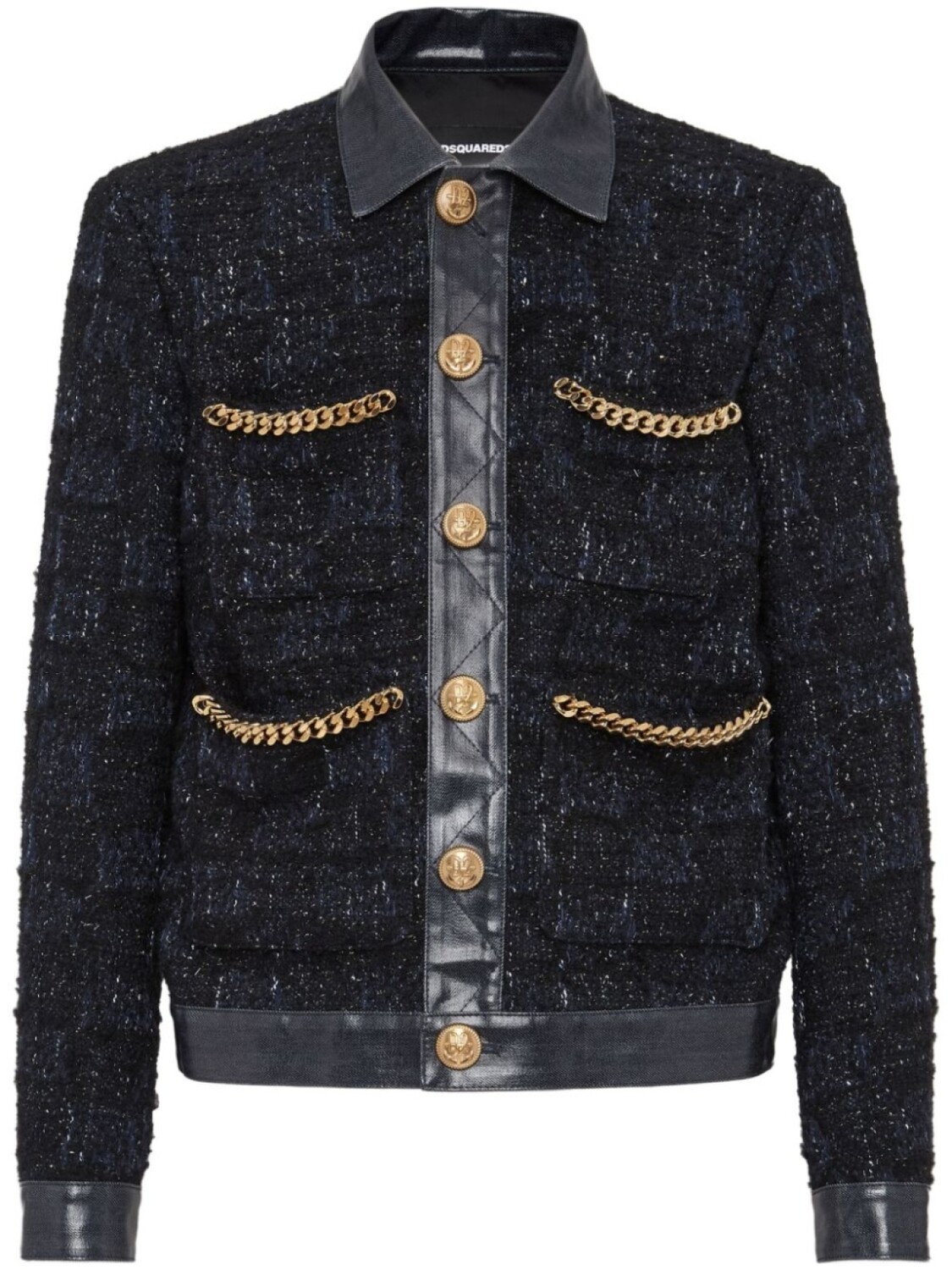 

DSQUARED2 твидовый жакет с цепочкой, синий