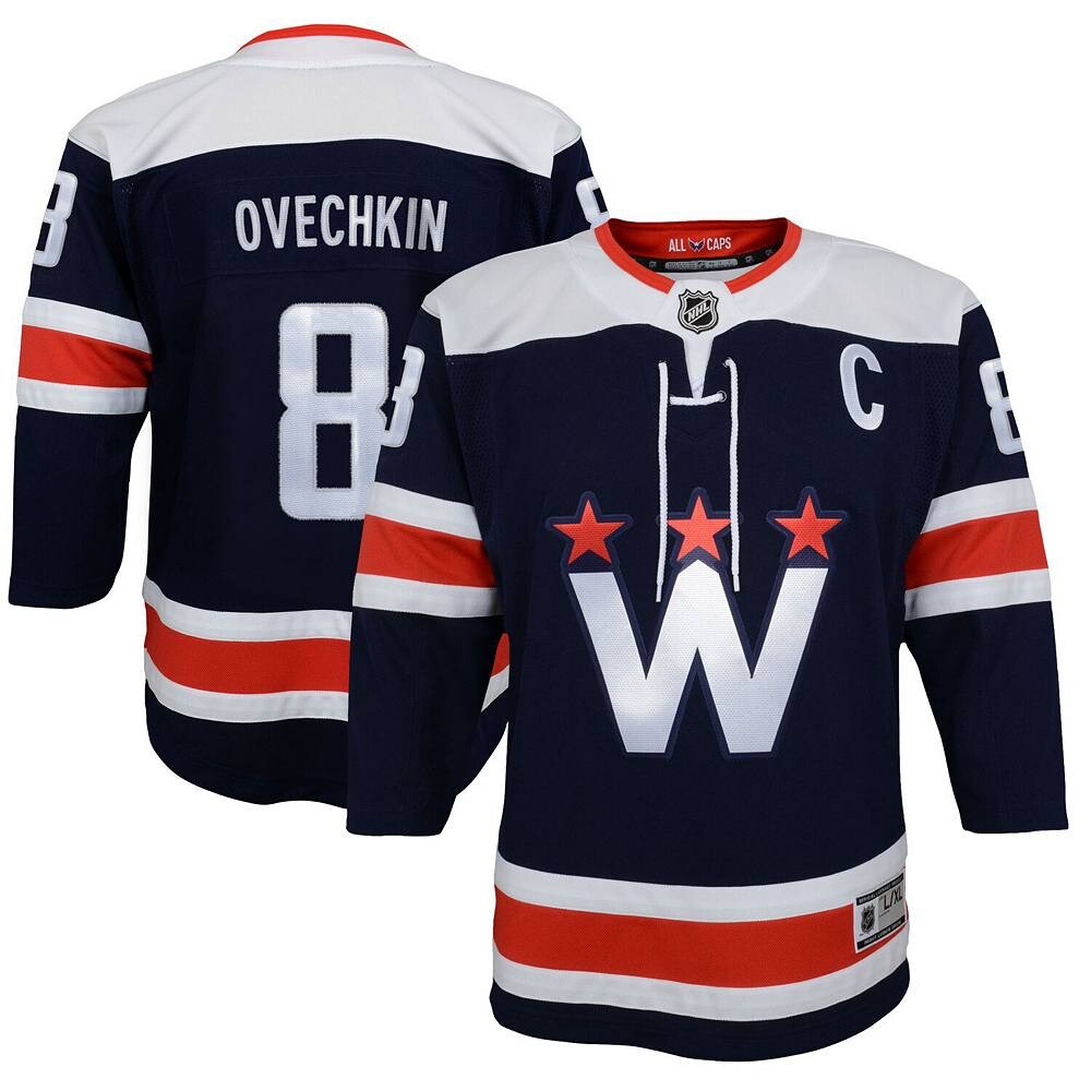 Молодежная майка Александра Овечкина Navy Washington Capitals 2020/21 альтернативного премьер-министра Outerstuff, цвет Cap Navy — фото 2
