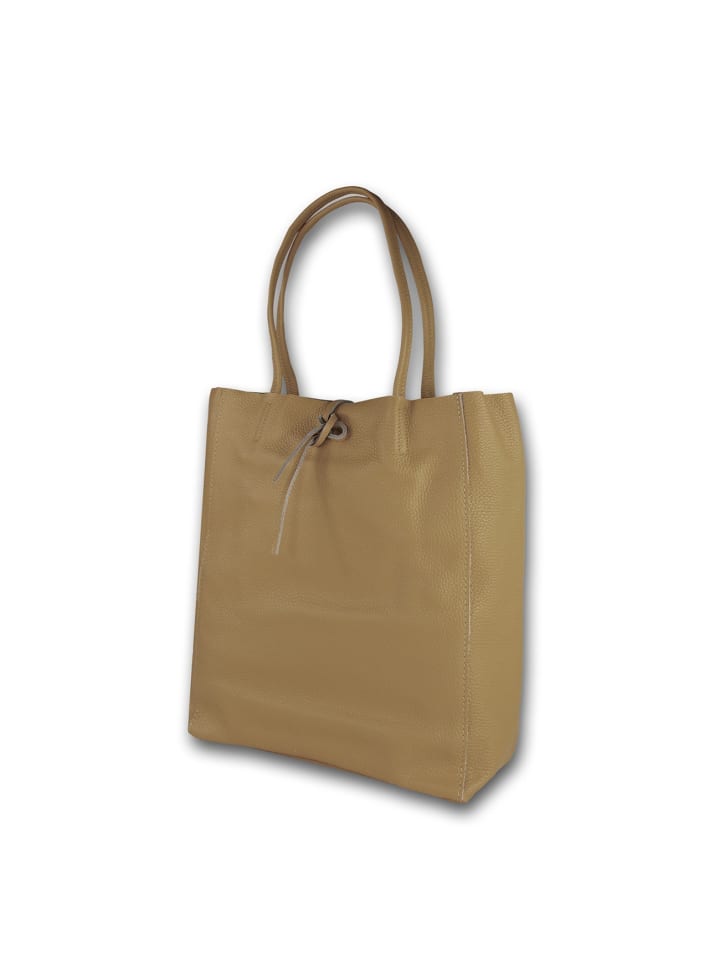 

Кожаная сумка-шоппер, наплечная сумка Toscanto, коричневая, бежевая, примерно 30 см