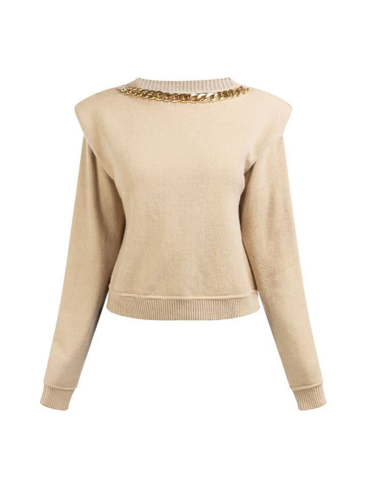 

Женский вязаный свитер бежевого цвета faina