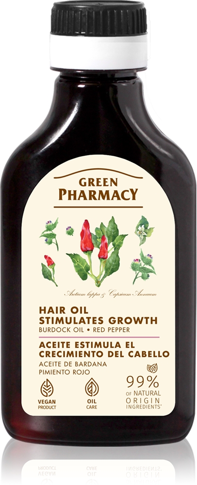 

Репейное масло с красным перцем, стимулирующее рост волос, репейное масло Green Pharmacy, 100 мл