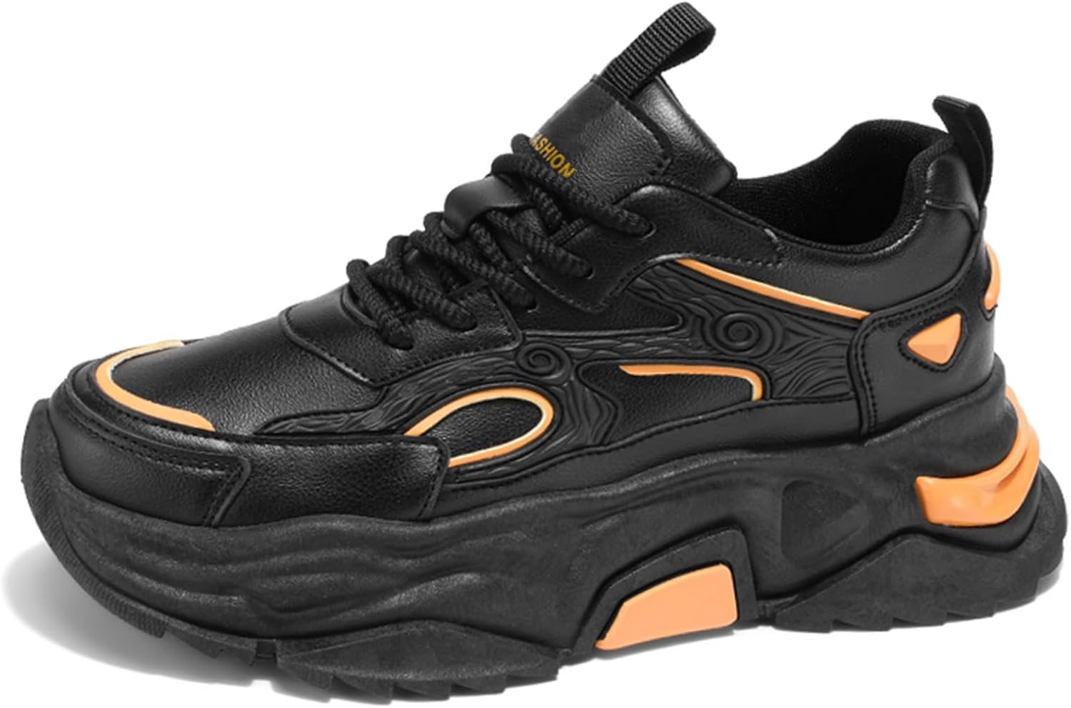 

Мужские повседневные спортивные кроссовки для тенниса, бега и ходьбы, нескользящие массивные модные кроссовки для мужчин Spwagym, черный/оранжевый