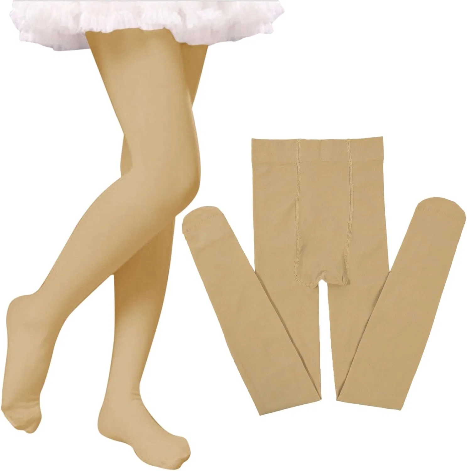 Балетные колготки для девочек, эластичные леггинсы, Beige