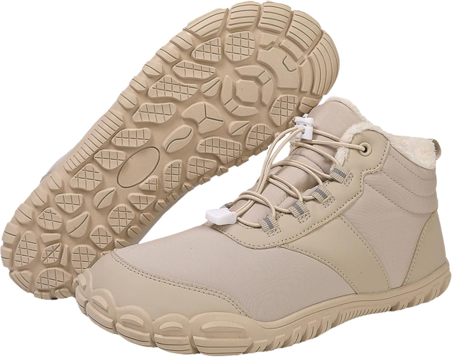 

Зимние ботинки для ходьбы для женщин и мужчин, водонепроницаемые и противоскользящие, снежные ботинки, с мягкой защитой носка Generic, бежевый