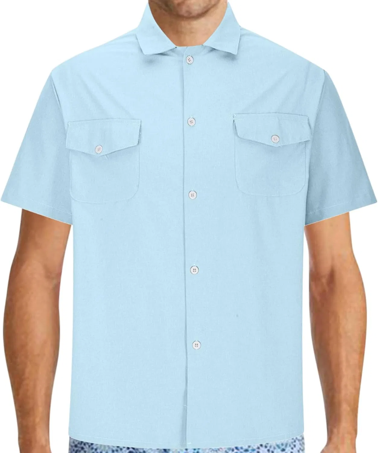 Футболка мужская с коротким рукавом, повседневная, с карманами, Light Blue