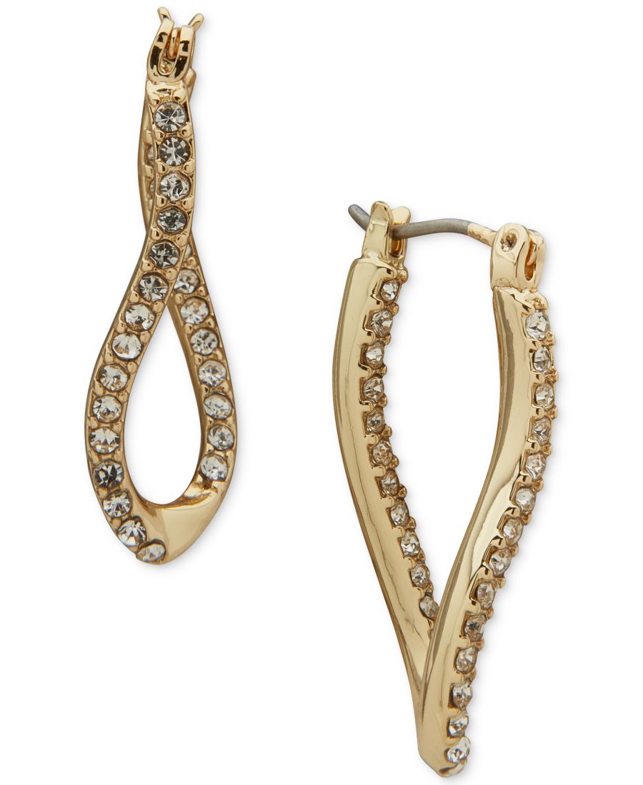 

Серьги-кольца золотистого цвета с витой оправой из стеклянных камней Anne Klein, Crystal