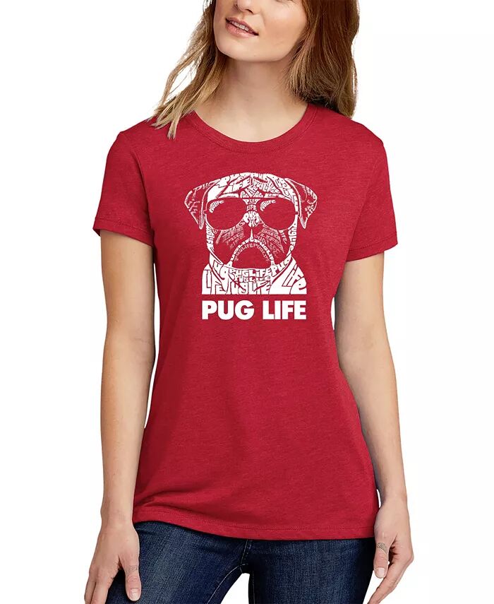 

Женская футболка Word Art Pug Life LA Pop Art, красный