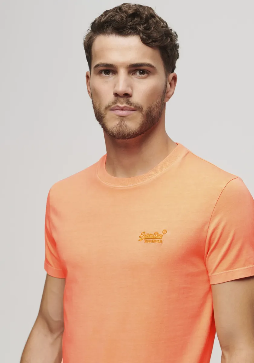 Рубашка с круглым вырезом Superdry "ESSENTIAL LOGO EMB NEON TEE", цвет Dry Fluro Orange — фото 2