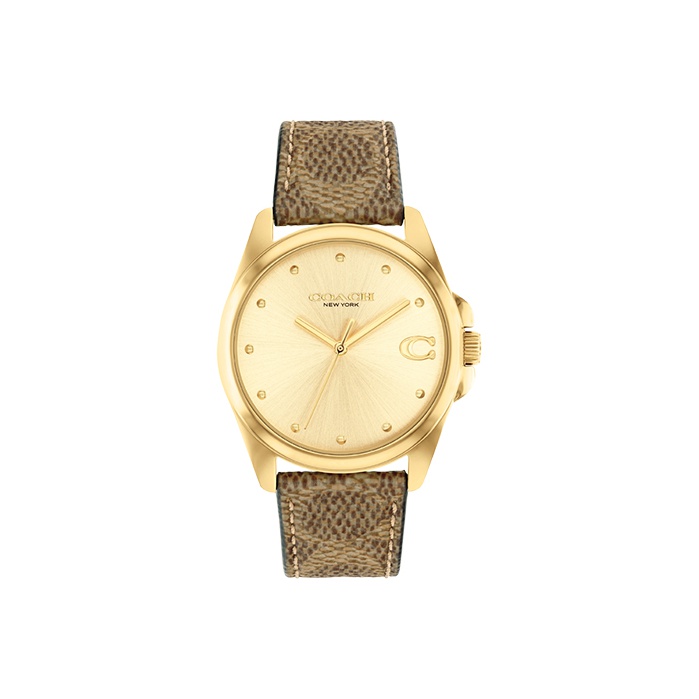 

COACH Часы GREYSON Collection Wrist Watch Quartz Movement Leather Watch Bands 36mm Gold Dial Women's Watch
