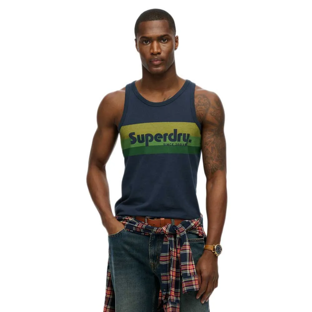 

Футболка без рукавов Superdry Cali Stripe Logo, синий