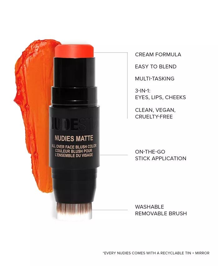 Матовые румяна Nudies Nudestix, цвет Cherie (nude rose) — фото 3