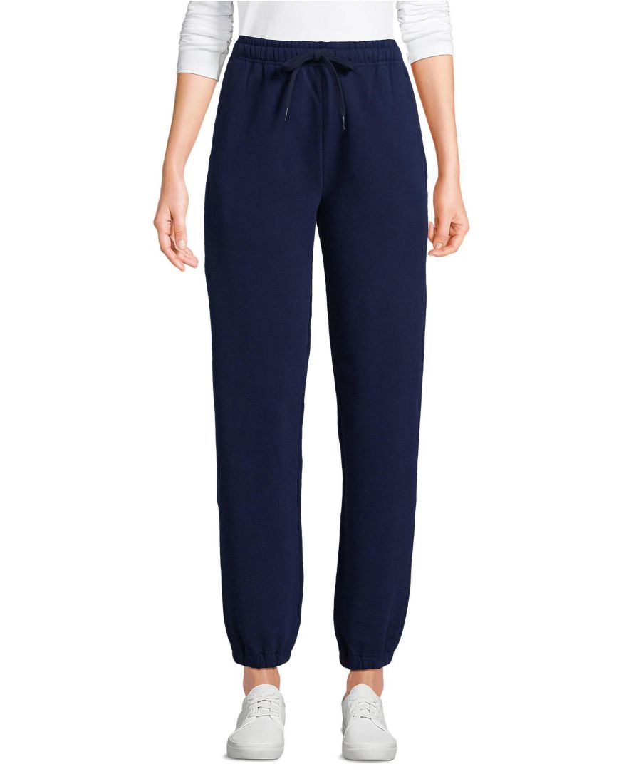 

Женские спортивные брюки Serious Sweats с высокой посадкой и втачным низом Lands' End, Deep sea navy