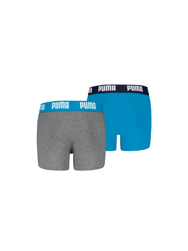 Боксерские шорты BOYS EVERYDAY BASIC BOXER 2P в размере 277 - синий/серый меланж Puma — фото 2