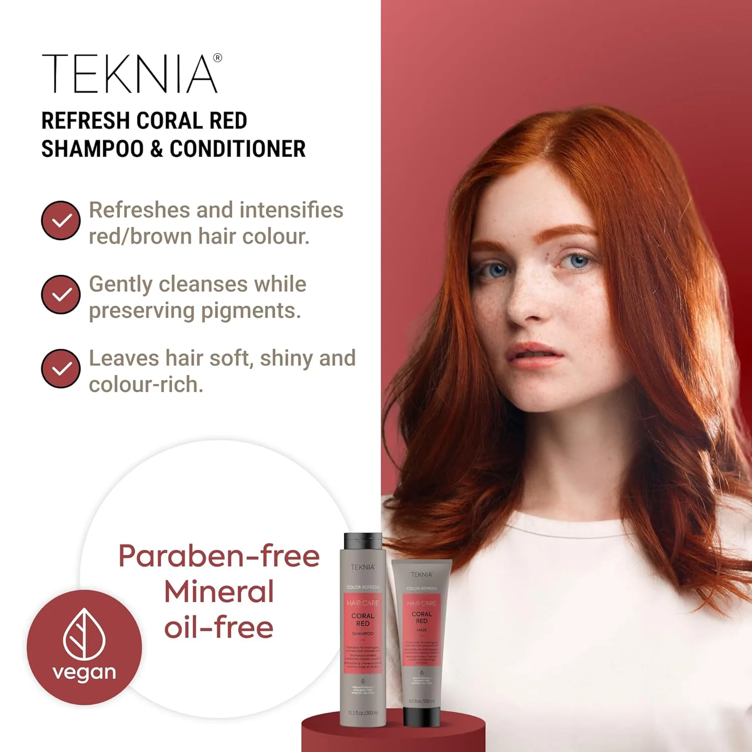 Набор для ухода за кожей Lakmé Teknia Refresh Coral Red (полноразмерный шампунь и средство для ухода за кожей) кораллово-красного цвета. — фото 2
