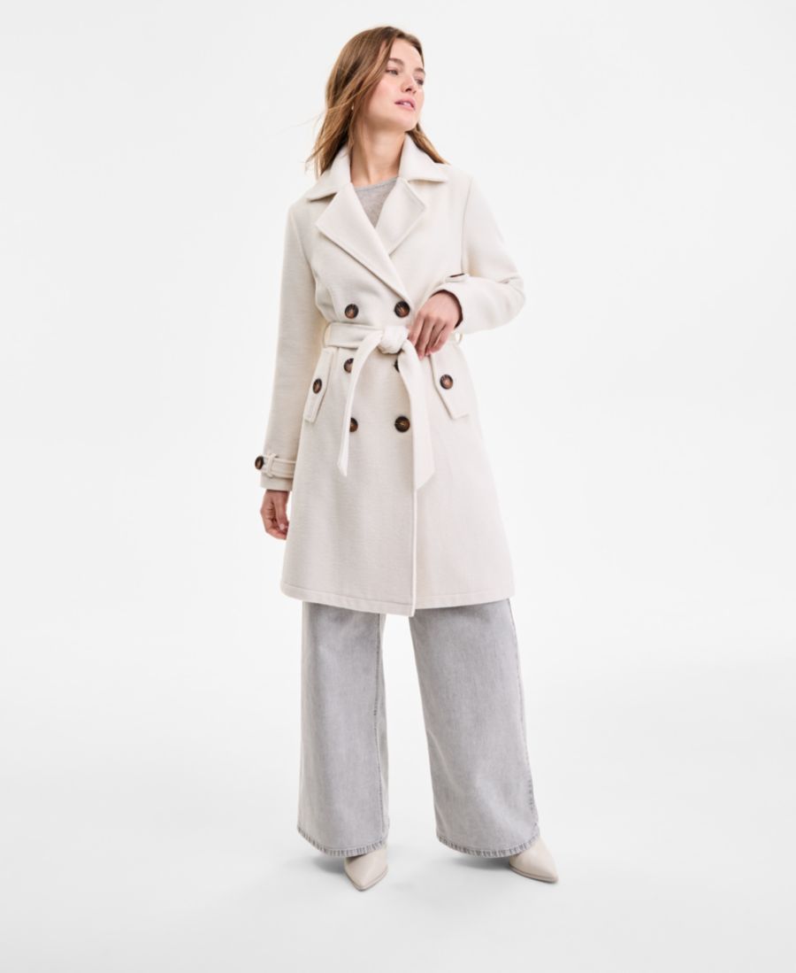 

Женский двубортный тренч с поясом Steve Madden, Cream