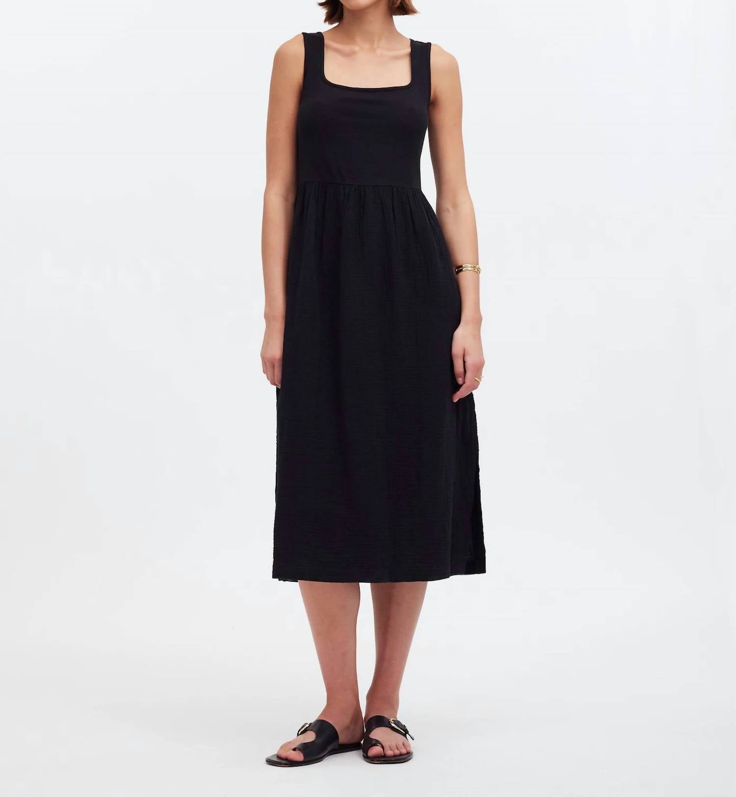 

Трикотажное платье-майка миди черного цвета Madewell