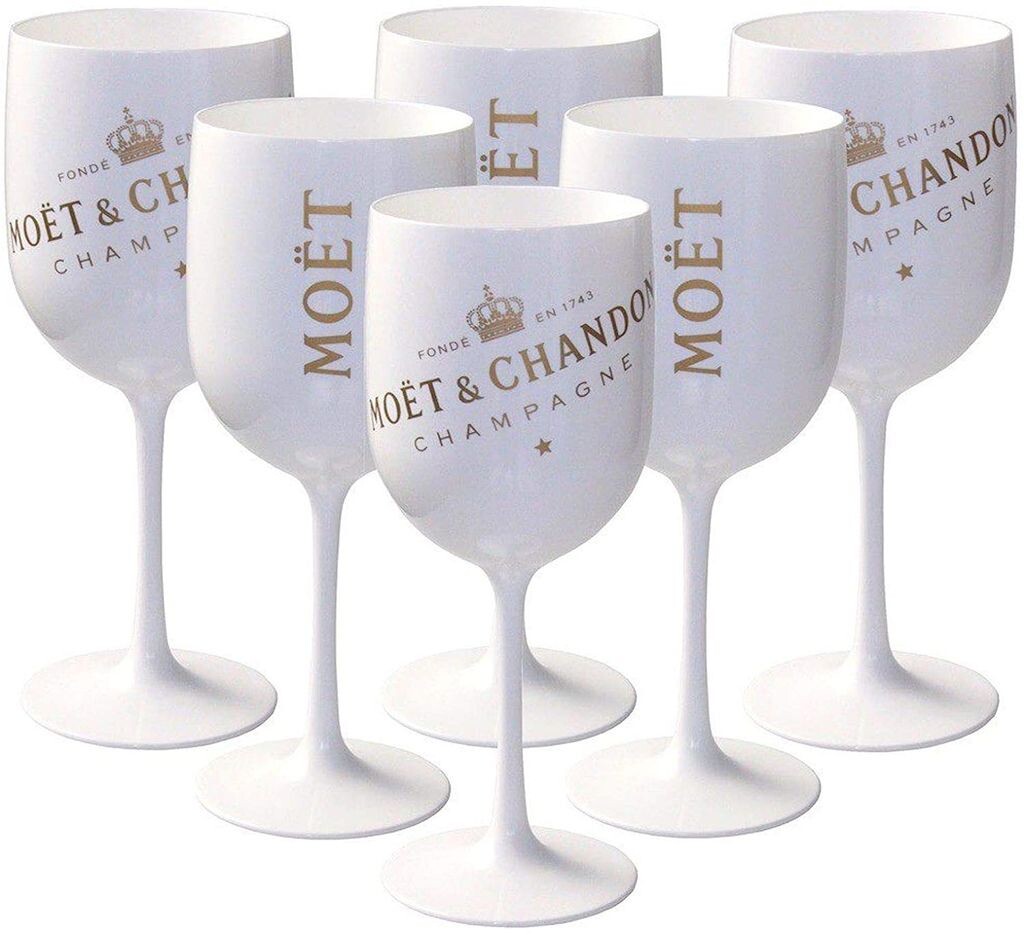 

6 бокалов для шампанского из акрилового стекла Moët & Chandon Ice Impérial белого/золотого цвета. Чашки для шампанского, бокалы из акрилового стекла Moet Ice Imperial Moet & Chandon, белый