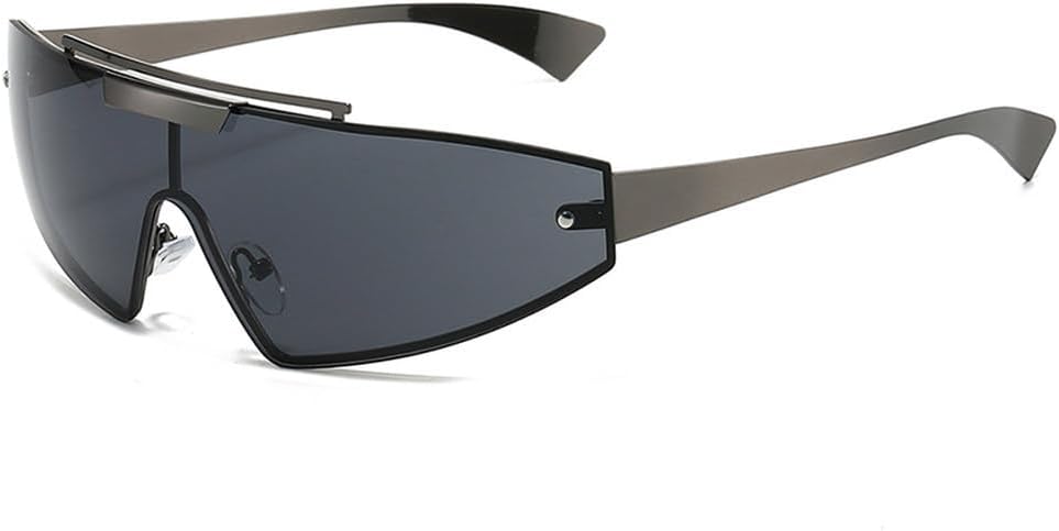 

Мужские солнцезащитные очки в стиле ретро «кошачий глаз», цельные, с градиентным зеркальным покрытием, защита от УФ-излучения UV400; женские солнцезащитные очки для активного отдыха и спорта в стиле панк TKKTLLT, Gun Gray