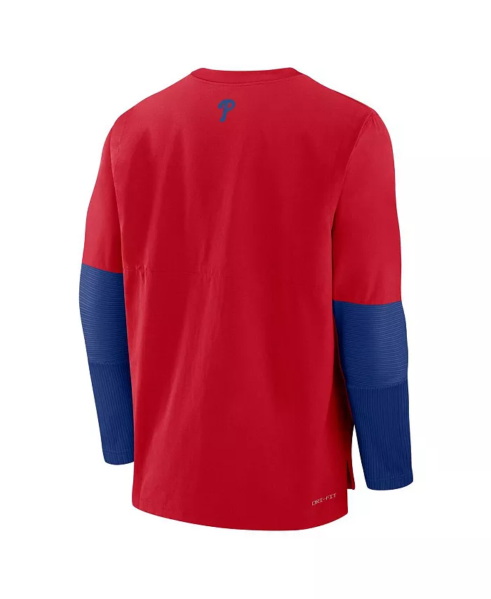 Мужская красно-синяя толстовка Philadelphia Phillies Authentic Collection из легкого трикотажа с эффектом три-бленд Nike — фото 2