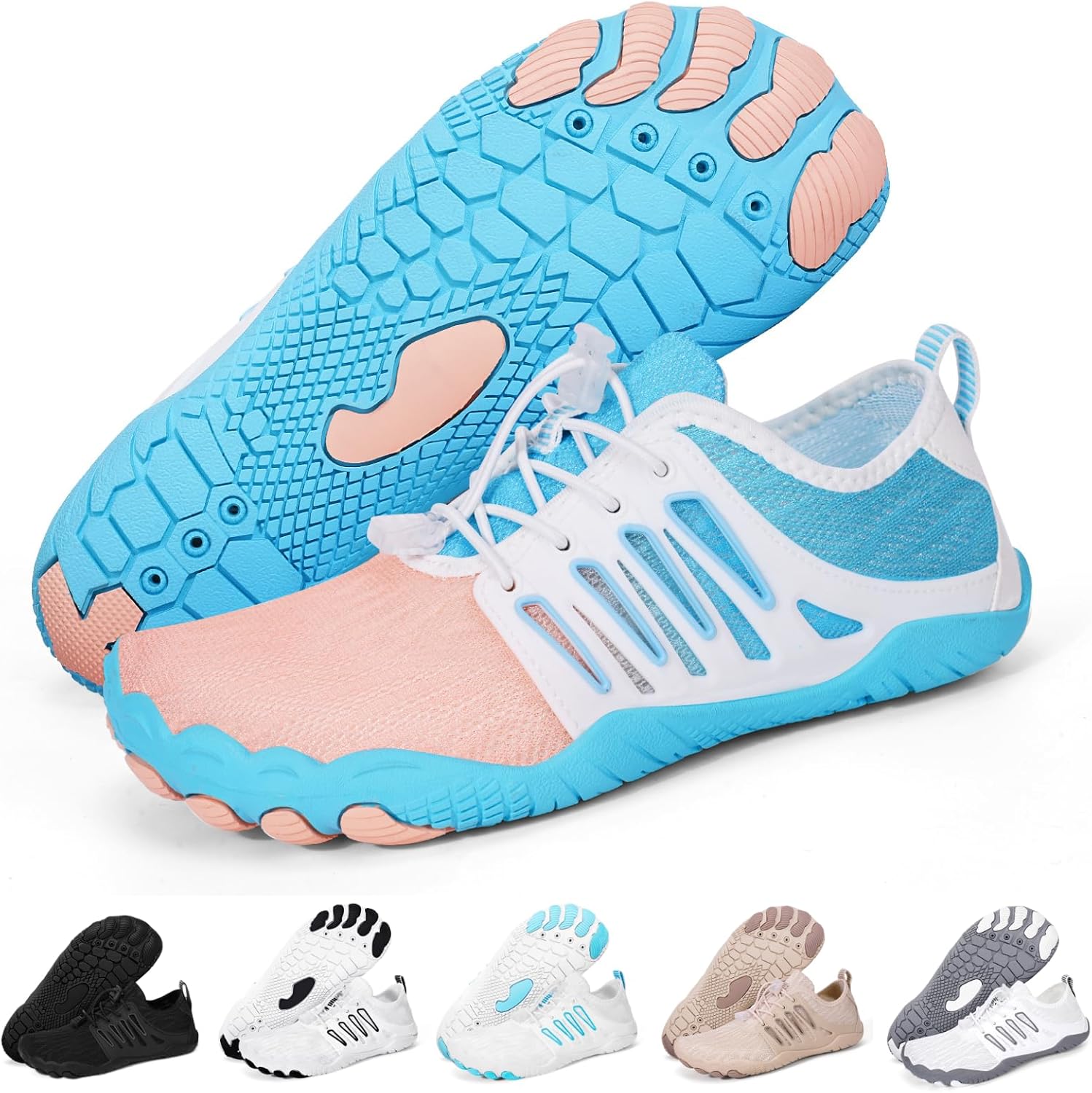 

Водонепроницаемые кроссовки Hike Barefoot для женщин и мужчин, быстросохнущие, с широким носком, для пляжа, плавания и спорта, легкие, нескользящие, для бассейна, походов, прогулок, каякинга, дайвинга и серфинга Frgitygift, синий/оранжевый