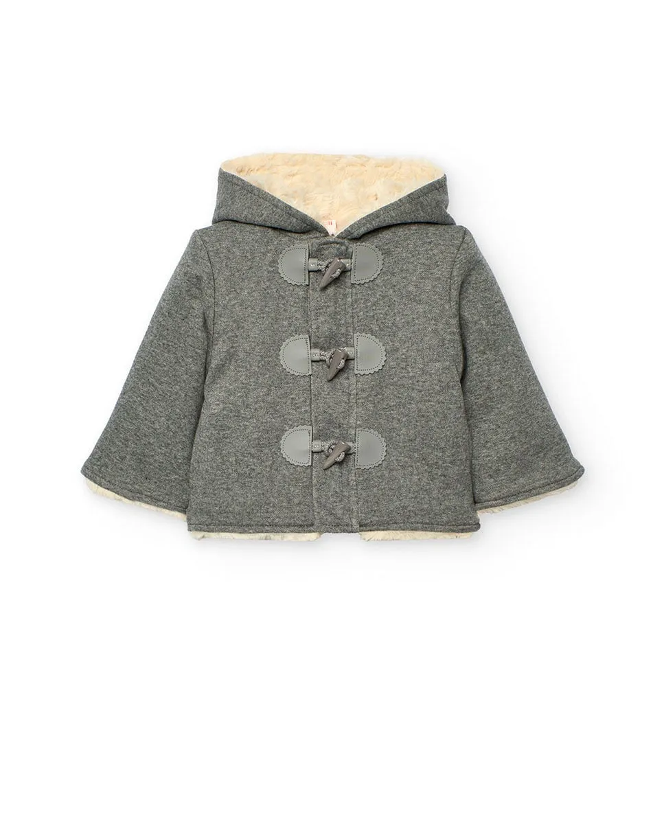 

Детская куртка-парка для девочки с длинными рукавами и однотонная Boboli, серый