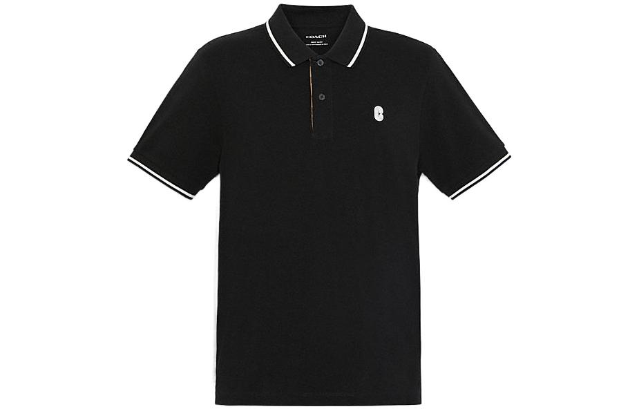 

COACH Футболка поло мужская черная FW22, Черный, COACH Футболка поло мужская черная FW22
