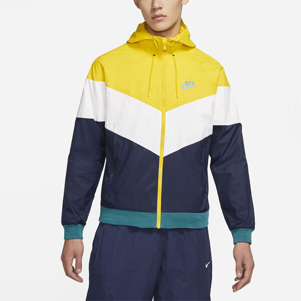 Куртка Nike Sportswear Windrunner Colorblock Casual hooded track Jacket Yellow, желтый — фото 4