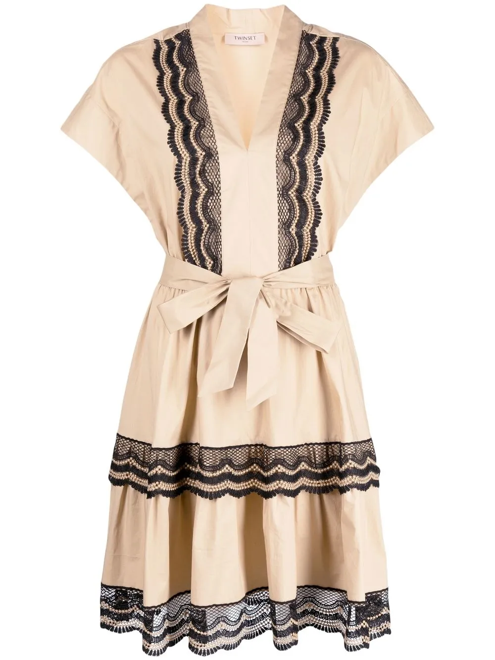 

Платье с кружевом Twinset, бежевый