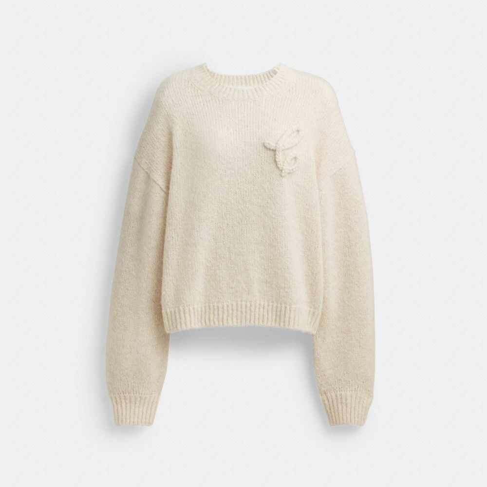 

Фирменный свитер с круглым вырезом COACH, цвет ivory