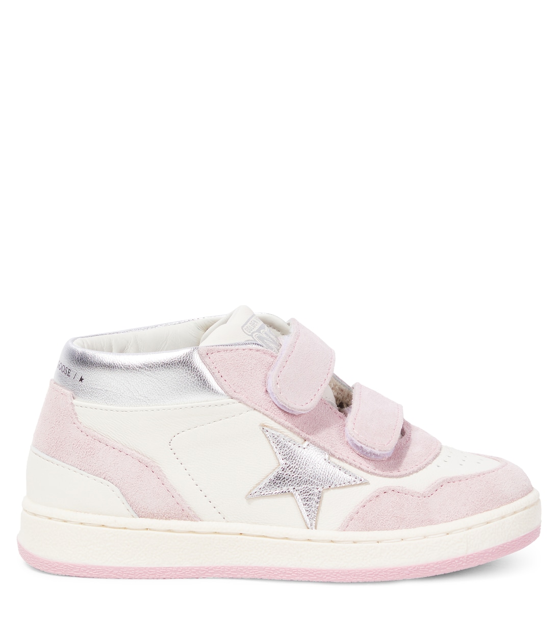 Кожаные кроссовки Baby June Golden Goose Kids, White/Pink/Silver — фото 3
