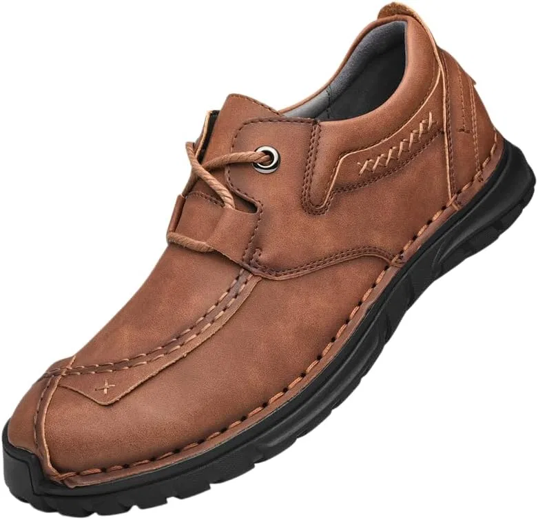 Мужские лоферы на шнуровке, кожаные, повседневные, Light Brown FKLUGSXS