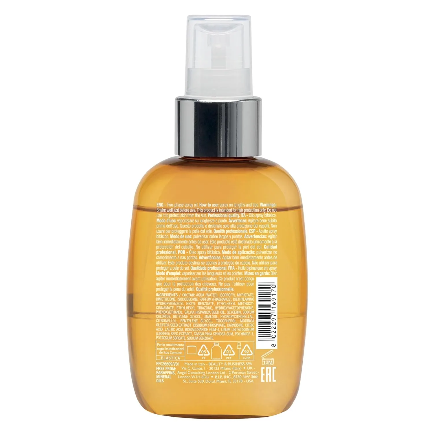 Alfaparf Milano Semi di Lino Sunshine Protective Hair Oil - двухфазное масло-сыворотка в виде спрея с УФ-фильтрами для защиты волос от солнца - для блеска, мягкости, укрощения и защиты волос — фото 2