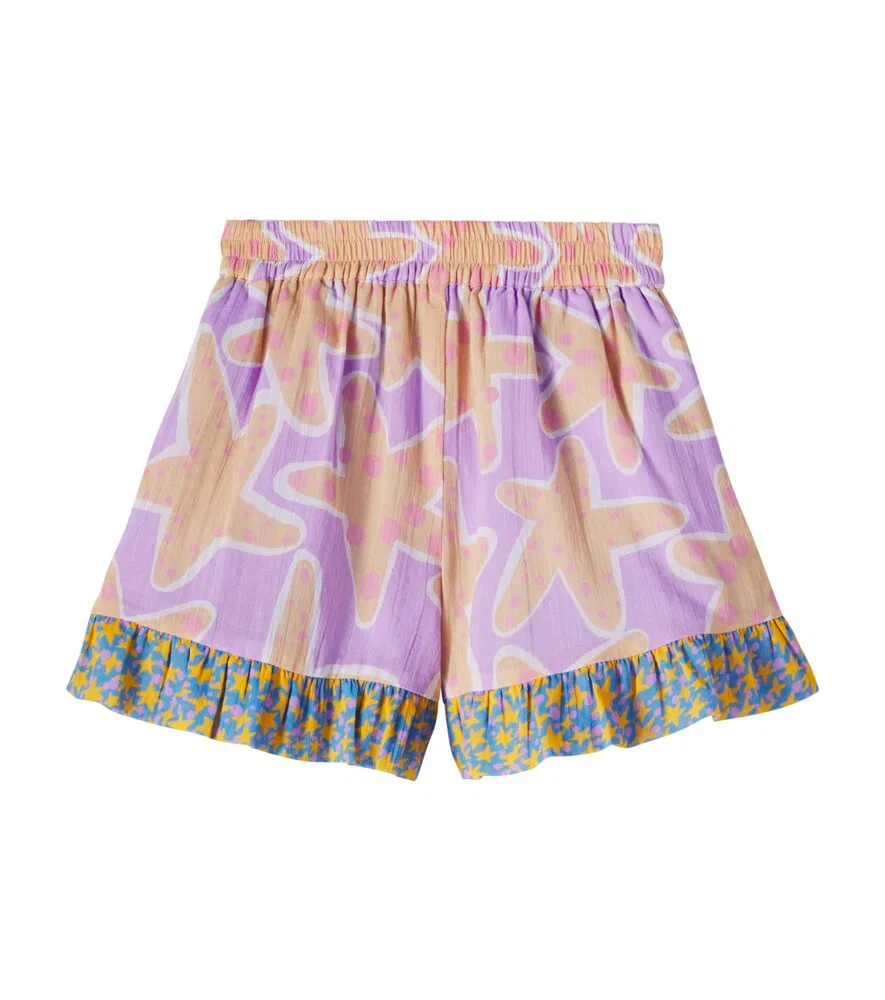 Хлопковые шорты с оборками и принтом Stella McCartney Kids, фиолетовый