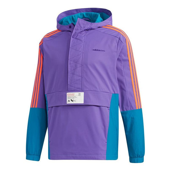 

Куртка neo m ss cs wb zipper cardigan windproof colorblock sports hooded jacket purple Adidas, фиолетовый