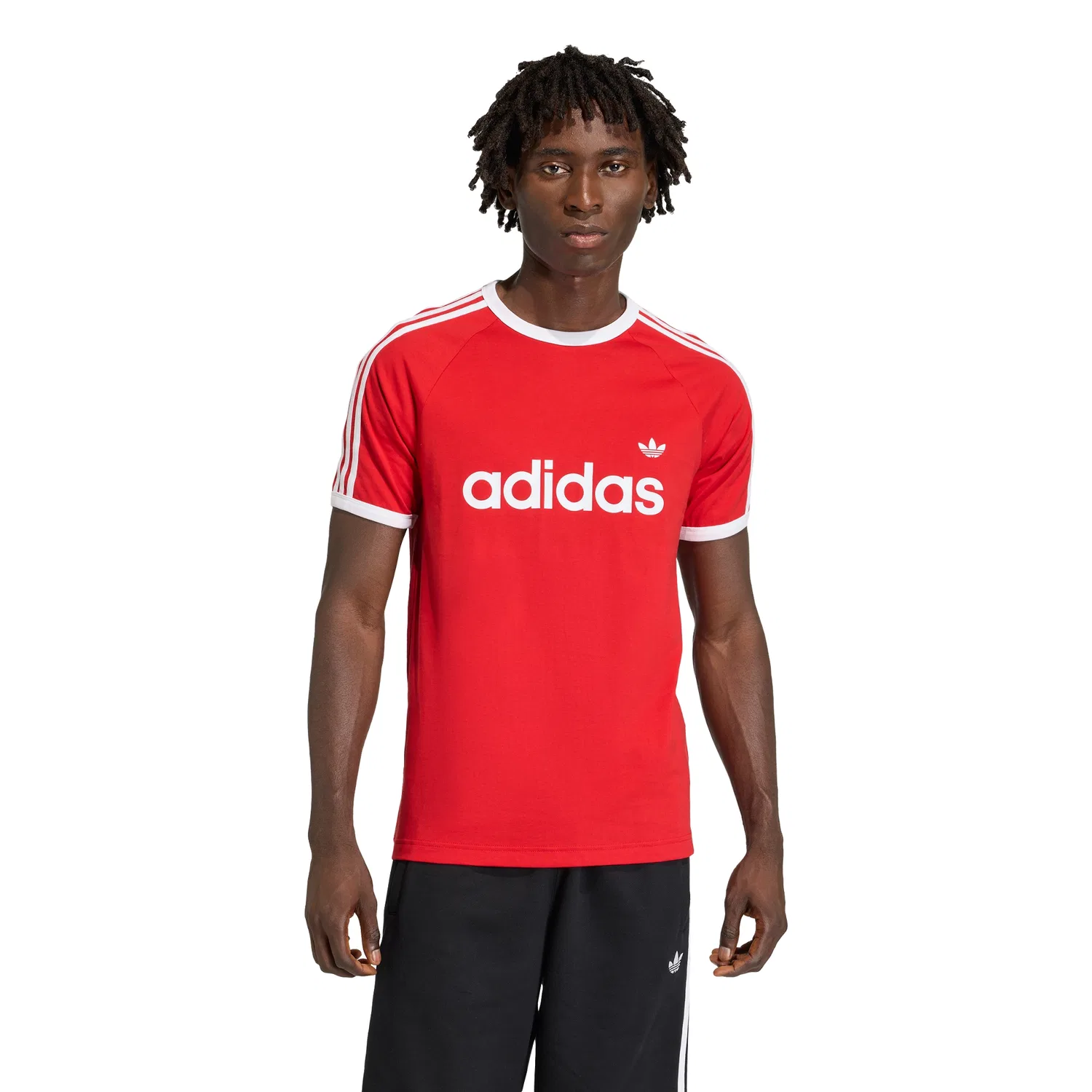 Мужская футболка с 3 полосками Slim Ringer ярко-красная Adidas — фото 4