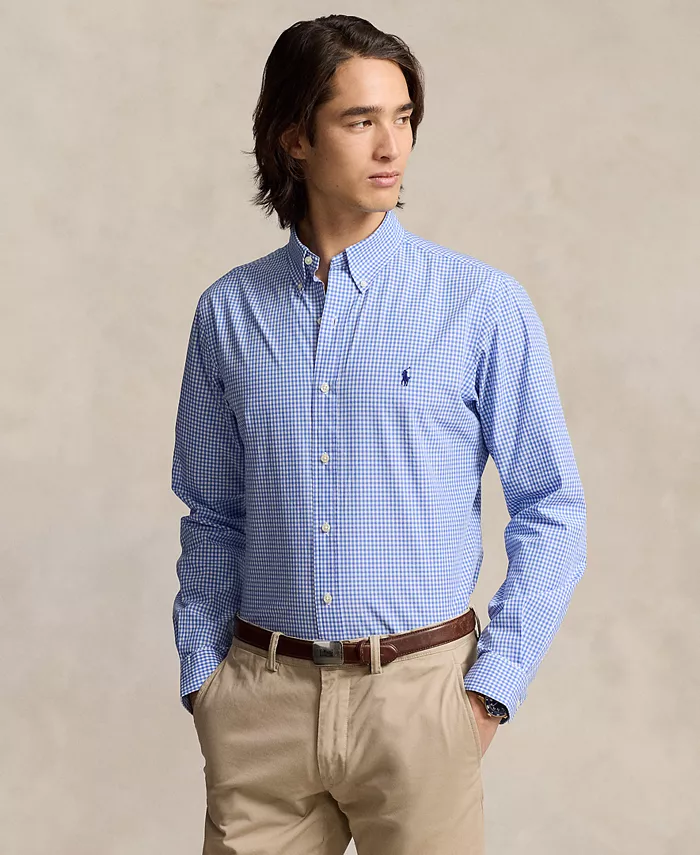 

Мужская облегающая рубашка из стрейч-поплина Polo Ralph Lauren, синий