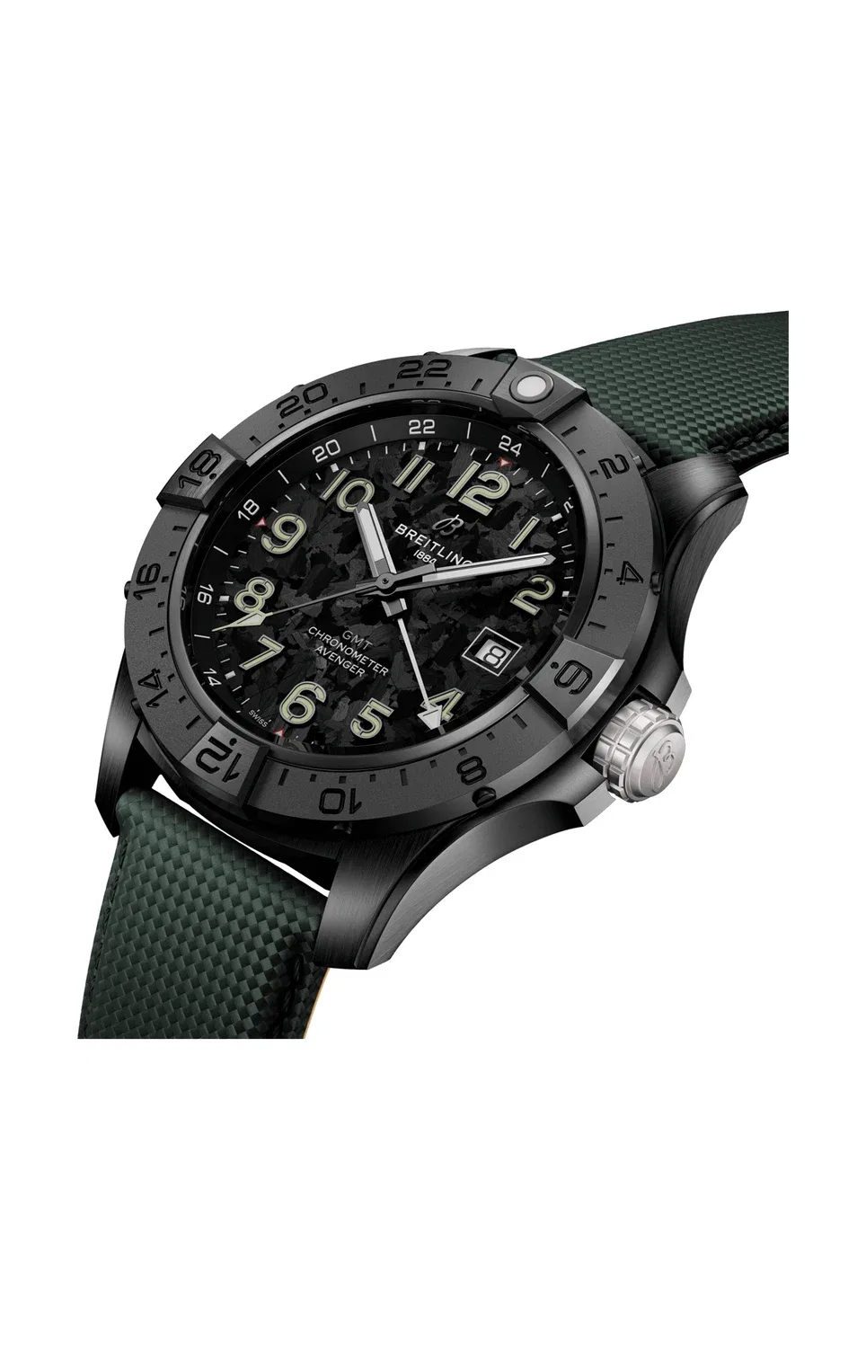 АВЕНЖЕР АВТОМАТИЧЕСКИЙ GMT 44 НОЧНАЯ МИССИЯ - S32320101B1X1 BREITLING, серебряный — фото 3