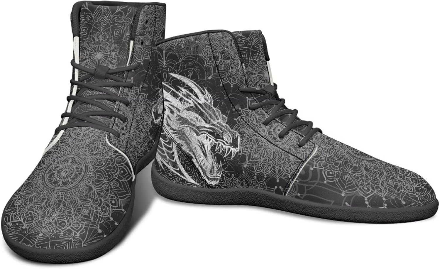 

Мужские ультрагибкие кроссовки с анималистическим принтом, высокие, на резиновой подошве, черно-белые, с мандалой, для бега Watdotory