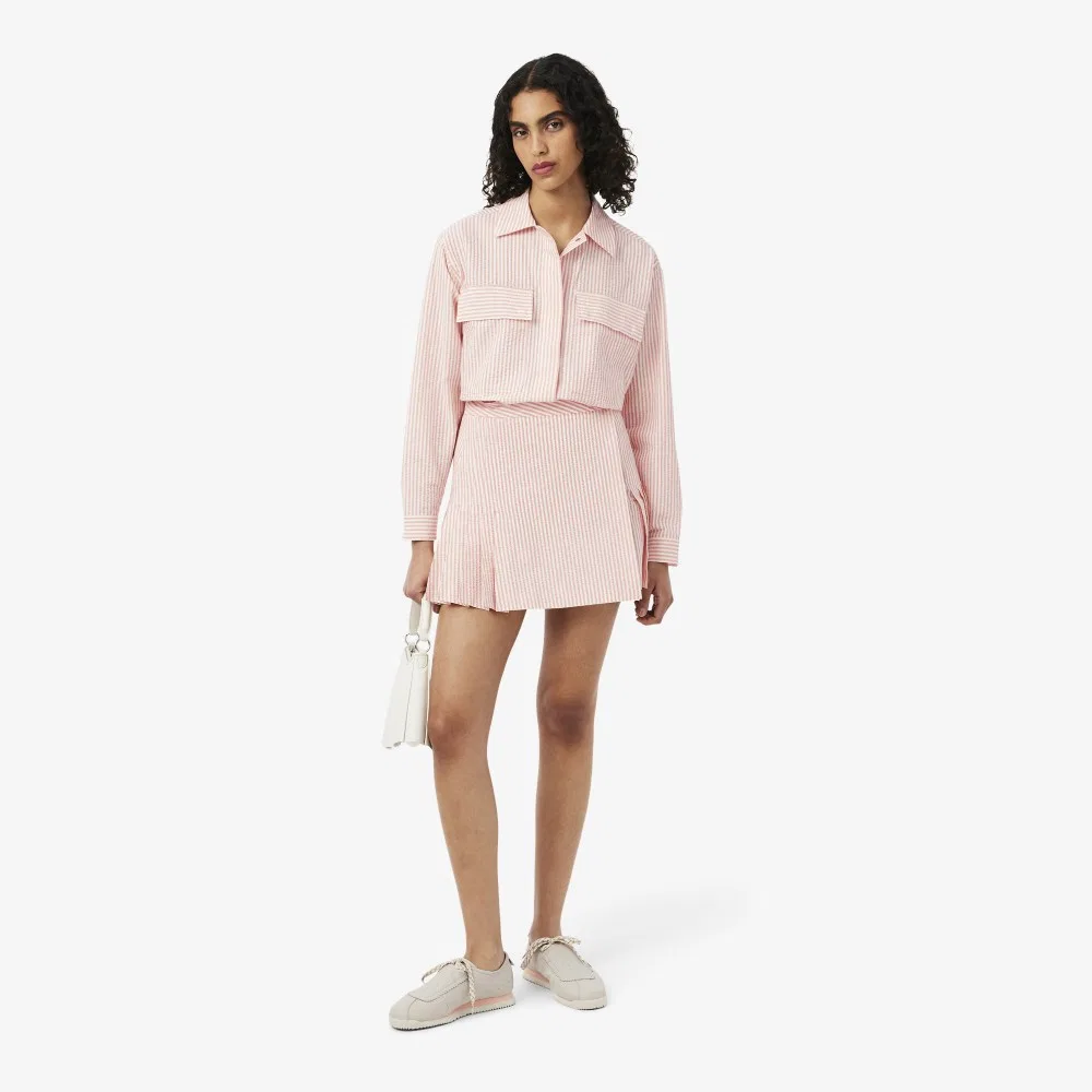 Юбка Lacoste в полоску, сирсакер, красная