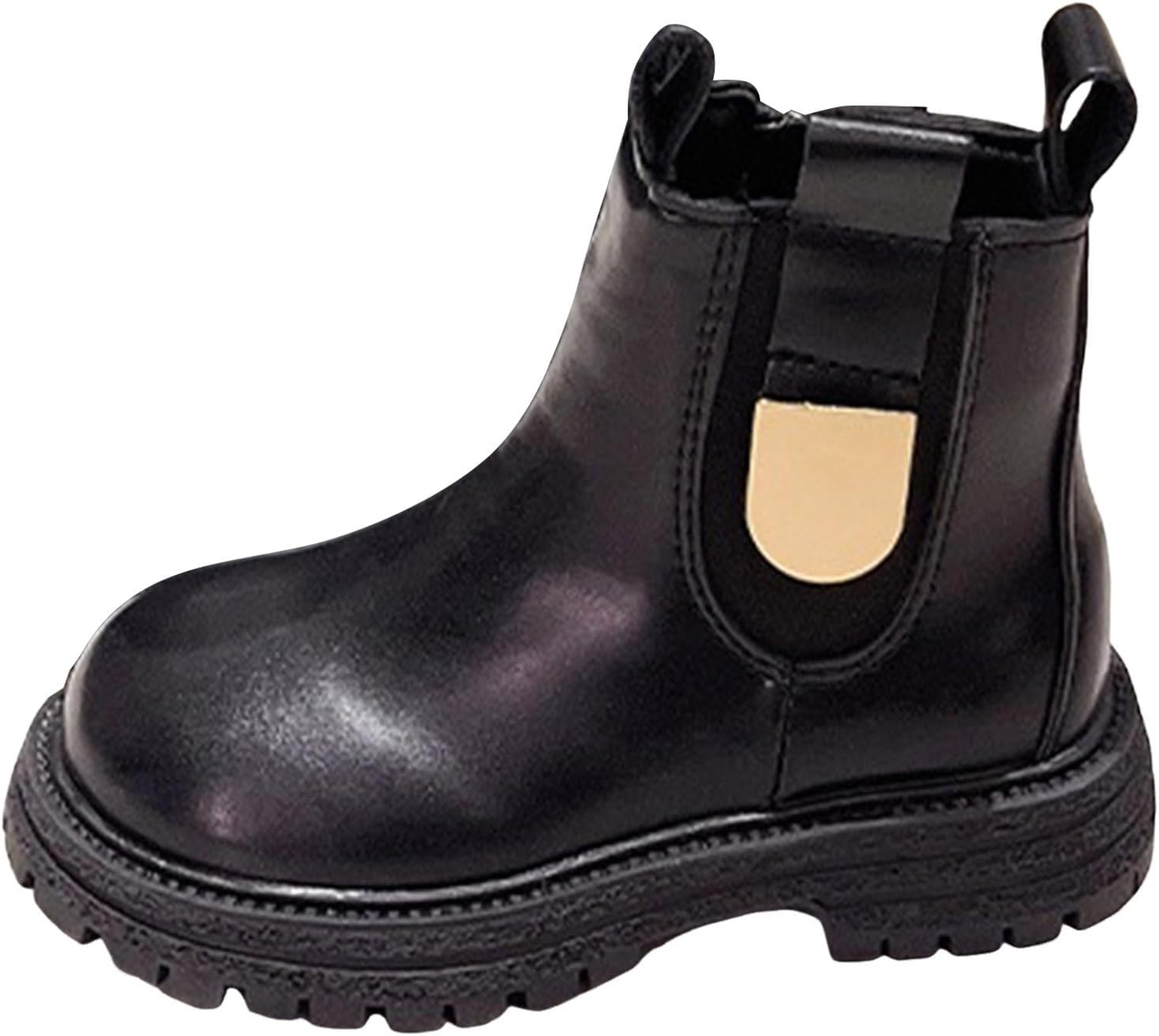 

Ботильоны IWIHMIV с боковой молнией, удобные с круглым носком, короткие сапожки, с толстой подошвой, противоскользящие кожаные туфли, Black