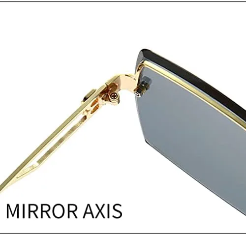 

Солнцезащитные очки с градиентным винтажным эффектом 2027 года для женщин, без оправы, большого размера, металлические, женские солнцезащитные очки MTZJH, Gold Black