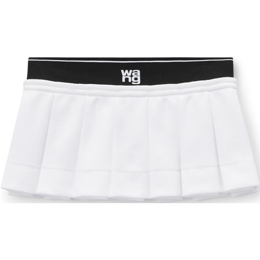 Юбка-мини плиссированная с логотипом на поясе Alexander Wang, белая — фото 2
