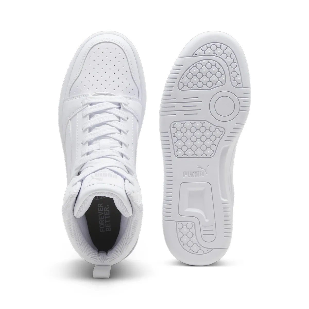 Кроссовки PUMA "REBOUND V6 MID JR", цвет Puma White-Cool Light Gray — фото 4