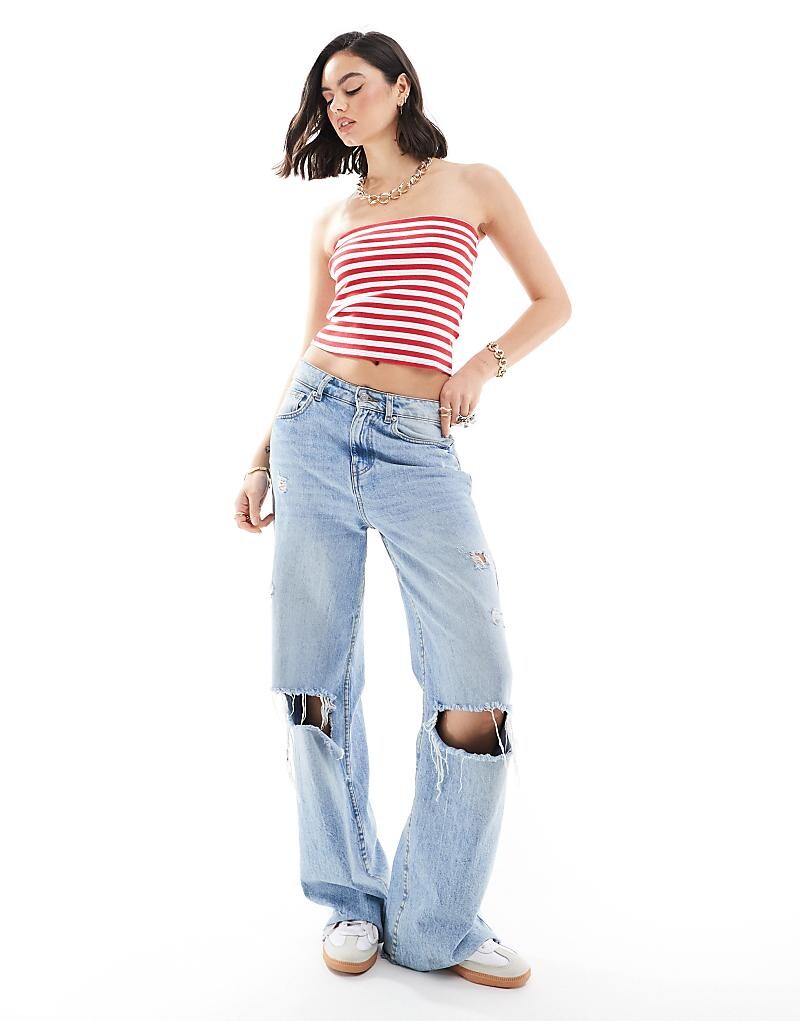 

Трикотажный топ-бандо в красную полоску Mango