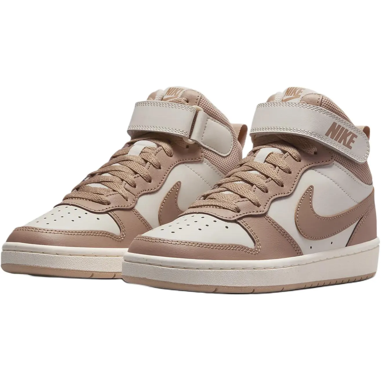 Nike Кроссовки для скейтбординга Court Borough Slip Resistant Abrasion Resistant Mid top детские бело-коричневые — фото 3