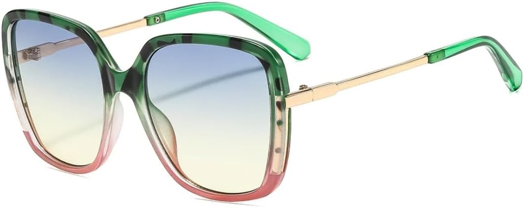 

Ретро, ​​универсальные солнцезащитные очки с крупной оправой, градиентной квадратной формой, женские, модные, для путешествий и отдыха, мужские, с защитой от УФ-излучения UV400 UATXTAU, Green Pink