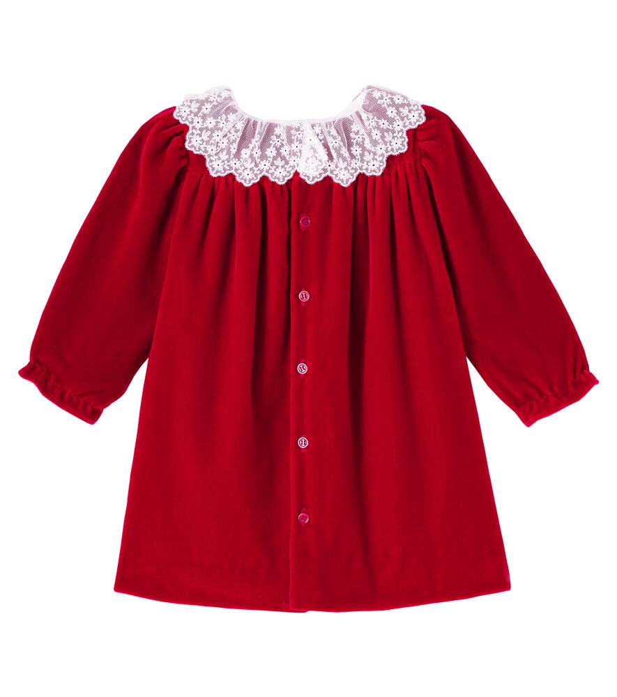 Платье Baby Jaylisa из хлопка с кружевной отделкой Bonpoint, Rouge — фото 2