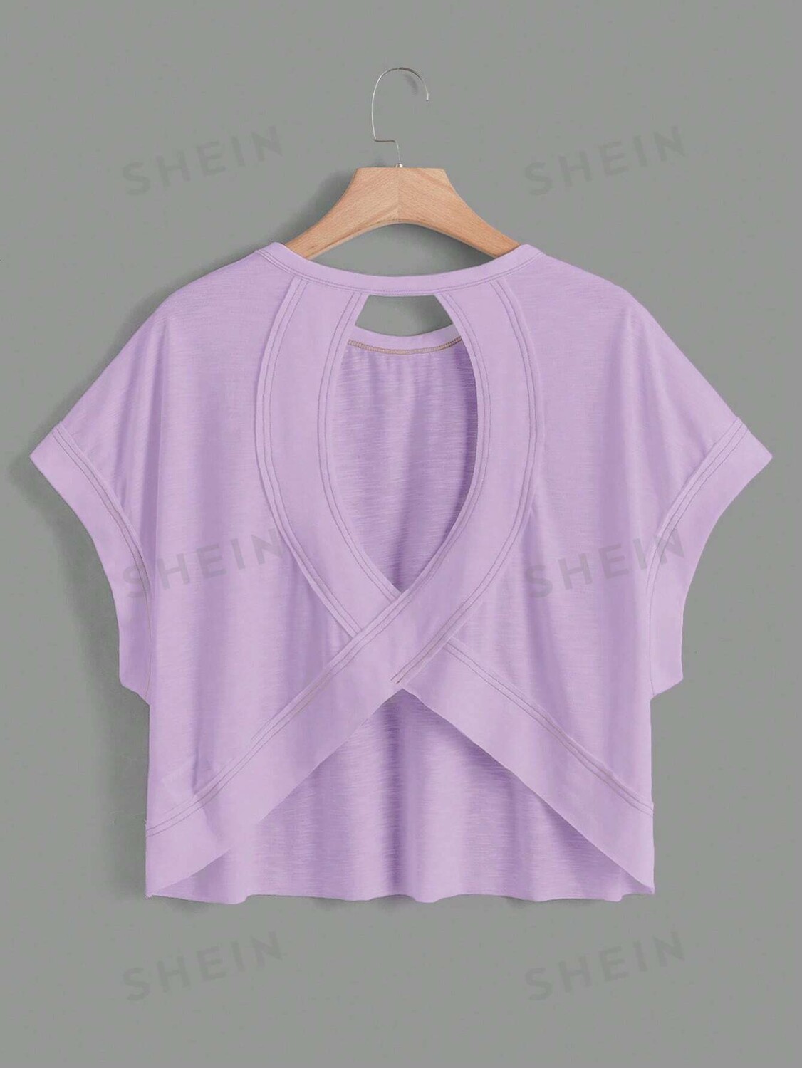 

Футболка женская Shein Essnce с открытой спиной, сиреневый