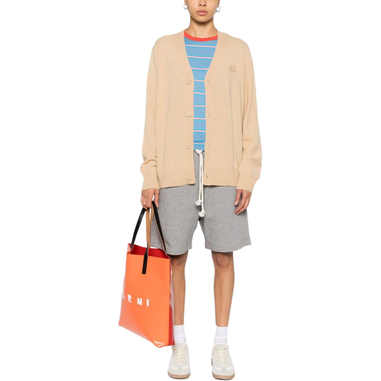Кардиган с нашивкой-логотипом Acne Studios, бежево-желтый — фото 4